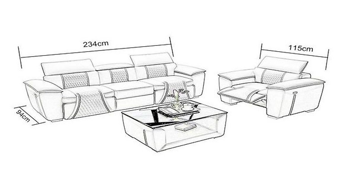 Xlmoebel Sofa Ledersofa mit Designer-Polsterung und 3+1 Sitzplätzen in, Her günstig online kaufen