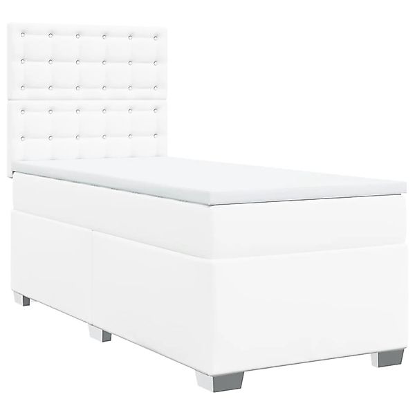 vidaXL Boxspringbett mit Matratze Weiß 90x190 cm Kunstleder 3290701 günstig online kaufen