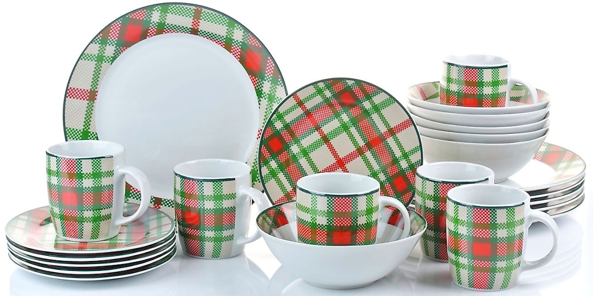 Retsch Arzberg Kombiservice "Highland Green" traditionelles Schotten-Karo i günstig online kaufen