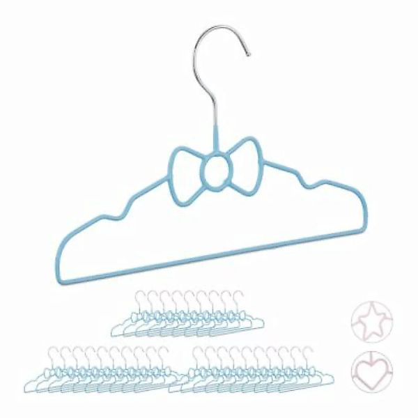 relaxdays 30 x Kinderkleiderbügel Schleife blau günstig online kaufen