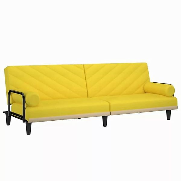 vidaXL Sofa Schlafsofa mit Armlehnen Hellgelb Stoff günstig online kaufen