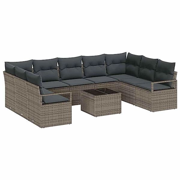 vidaXL Garten-Sofa-Set 10-Tlg Grau Poly Rattan 3346549 günstig online kaufen