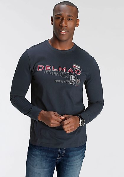 DELMAO Langarmshirt schmale Passform, bedruckt, Rundhalsausschnitt, günstig online kaufen