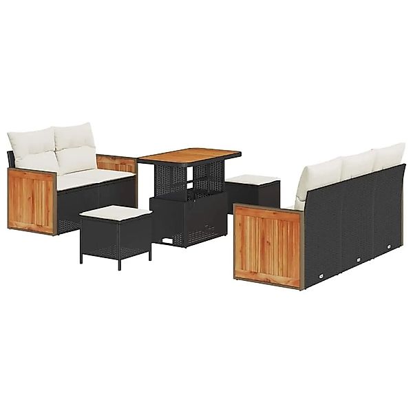 vidaXL Gartensofa-Set mit Kissen 10 Stk Schwarz und Creme Poly-Rattan 33652 günstig online kaufen