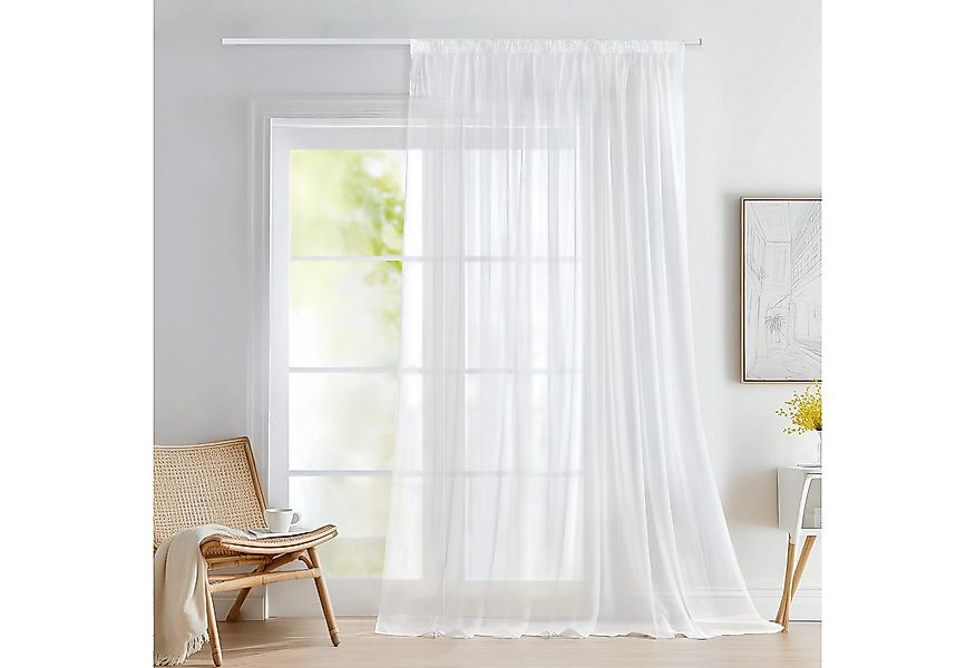 Deconovo Gardine Wohnzimmer Gardinenschals mit Kräuselband Gardinen Wohnzim günstig online kaufen