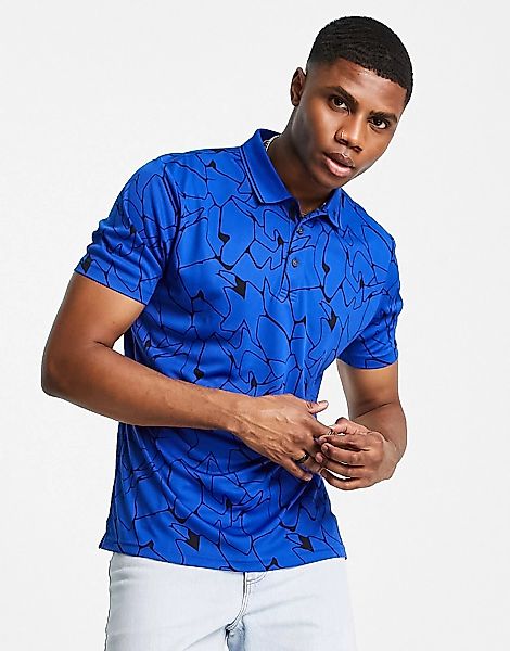 Calvin Klein Golf – Polohemd in Blau mit Grafikprint günstig online kaufen