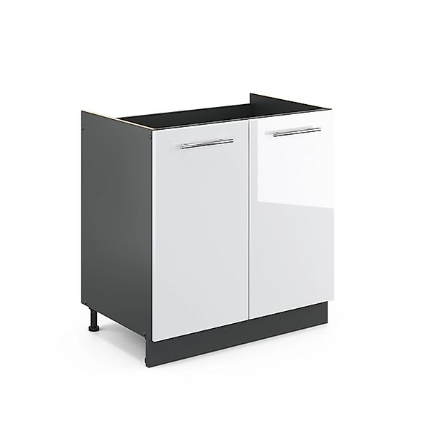 Vicco Spülenunterschrank Fame-Line Weiß Hochglanz/Anthrazit 80 cm AP Anthra günstig online kaufen