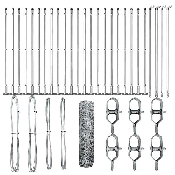 vidaXL Zaunpfosten Silber 50 x 0,5 m 36 mm Netz Stahl 3353824 günstig online kaufen