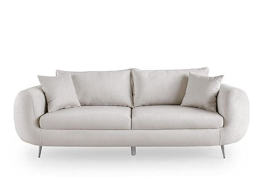 Xlmoebel Sofa Modernes weißes Polstersofa für drei Personen - Stoff-Couch 3 günstig online kaufen