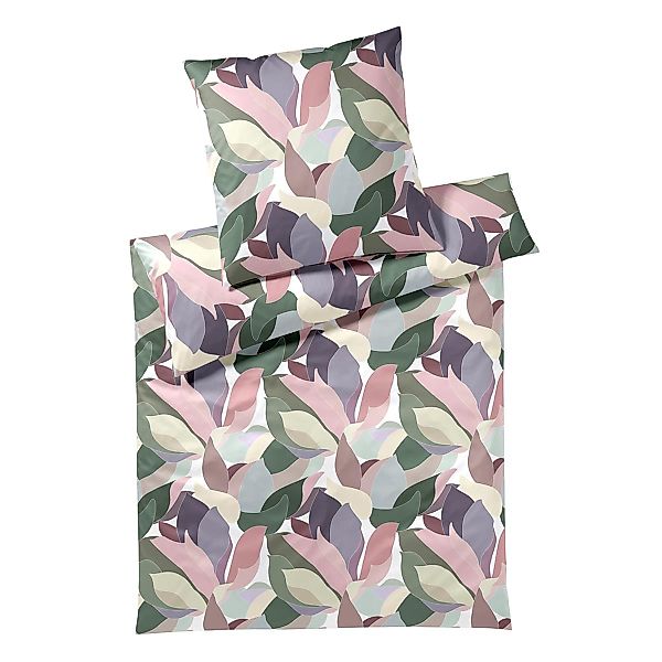 Elegante Mako Satin Bettwäsche 24512-1 Puder rosa Blätter 135x200 günstig online kaufen