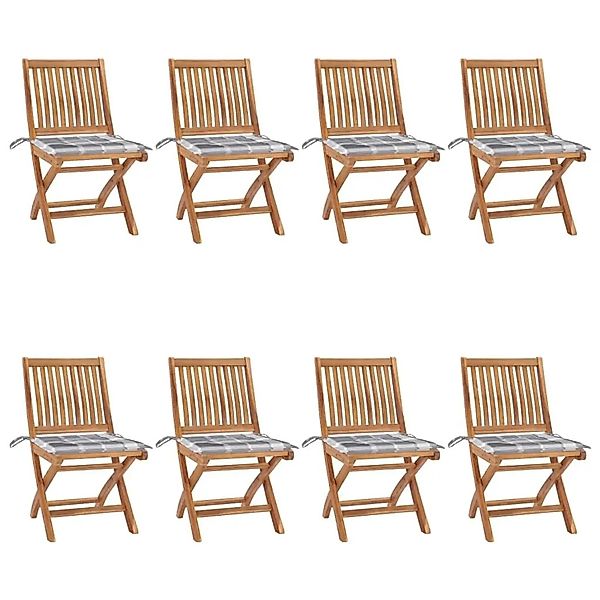 vidaXL Klappbare Gartenstühle mit Kissen 8 Stk Massivholz Teak 3072875 günstig online kaufen
