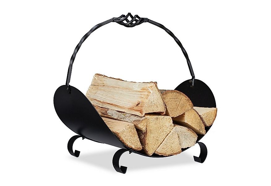 relaxdays Kaminholzkorb Metall schwarz günstig online kaufen