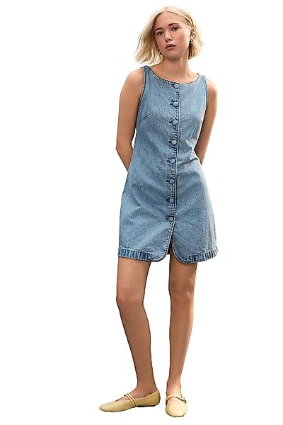 Next Jeanskleid Geknöpftes Denim-Minikleid mit U-Boot-Ausschnitt günstig online kaufen