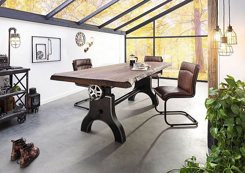 Massivmoebel24 Esstisch Esstisch Mango 220x100x80-101 höhenverstellbar natu günstig online kaufen