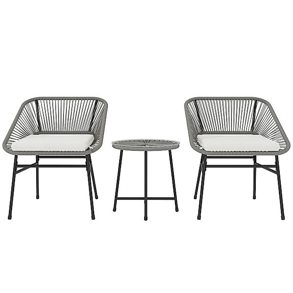 Outsunny Balkonmöbel Set Stahl PE-Rattan Dunkelgrau 63L x 65B x 76H cm günstig online kaufen