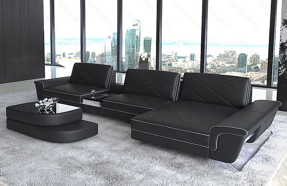 Sofa Dreams Ecksofa Leder Sofa Bari L Form Ledersofa, Couch, mit LED, verst günstig online kaufen