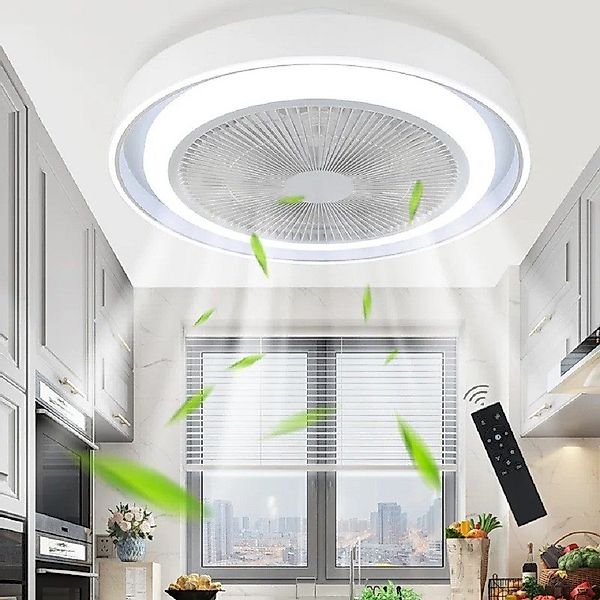 ZMH Deckenventilator Leise Modern Deckenlampe Blau günstig online kaufen