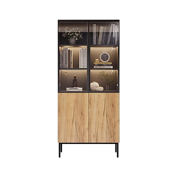 OKWISH Vitrine mit Glastüren (Hochschrank, Standvitrine, günstig online kaufen