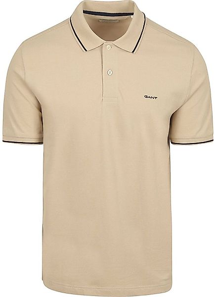 Gant Tipping Piqué Poloshirt Beige - Größe L günstig online kaufen