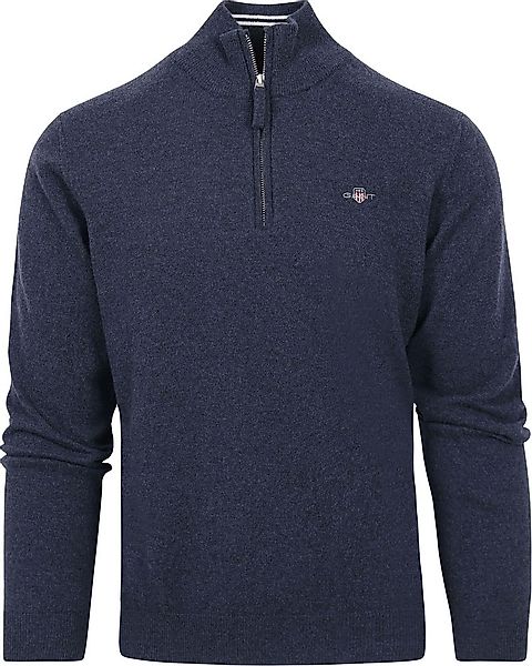 Gant Halfzip-Wollpullover Melange Blau - Größe 3XL günstig online kaufen