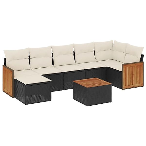 vidaXL 8-Tlg Garten-Sofagarnitur mit Kissen Schwarz Poly Rattan 3260278 günstig online kaufen