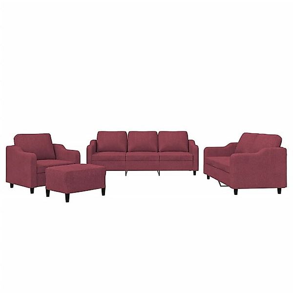 vidaXL Sofa, 4-tlg. Sofagarnitur mit Kissen Weinrot Stoff günstig online kaufen