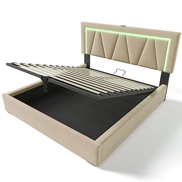 IDEASY Jugendbett Polsterbett Doppelbett mit USB Typ C Ladefunktion LED-Bel günstig online kaufen