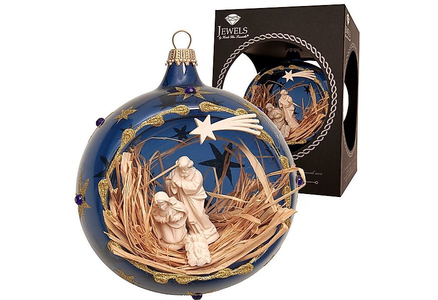 Krebs Glas Lauscha Weihnachtsbaumkugel blaue Reflexkugel mit Figur - Krippe günstig online kaufen