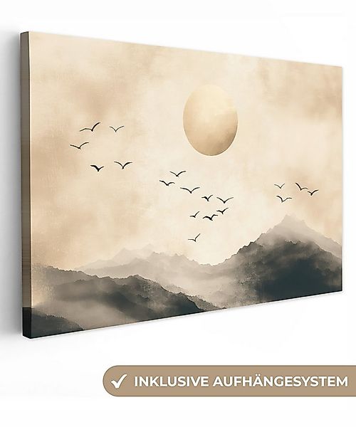 OneMillionCanvasses® Leinwandbild Landschaft - Japandi - Vogel, Fotodruck ( günstig online kaufen