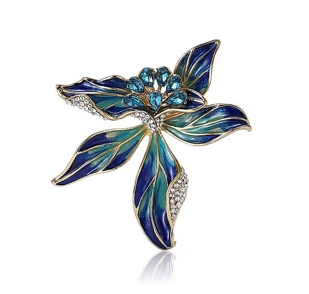 Dark-Desires Brosche Vintage Brosche Iris in blau-gold mit Strass, Vintage günstig online kaufen