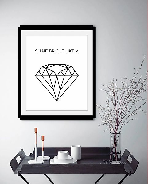 queence Bild "Diamant", Schwarz-Weiß-Schriftzug-Motivationsbilder-Liebesspr günstig online kaufen