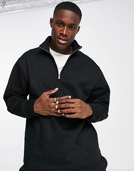 Topman – Sweatshirt aus einem Mix mit recyceltem Polyester in Schwarz und k günstig online kaufen