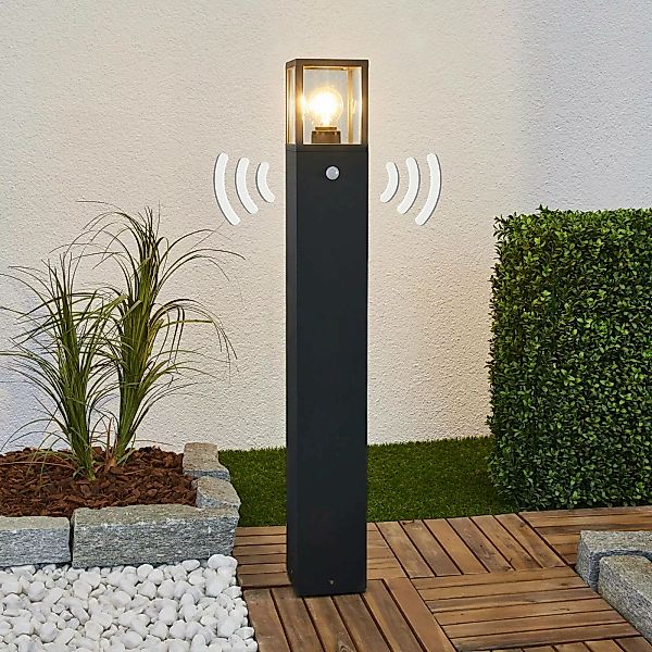 Lucande Wegeleuchte Klemens, 90 cm, Sensor, anthrazit, E27 günstig online kaufen