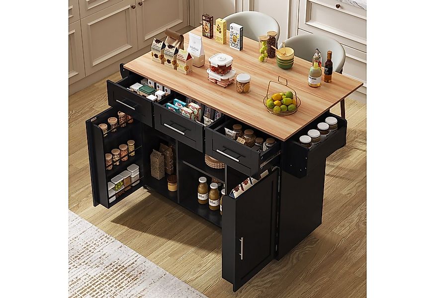 Flieks Küchenwagen mit erweiterbarer Arbeitsplatte, Rollen & Massivholzbein günstig online kaufen