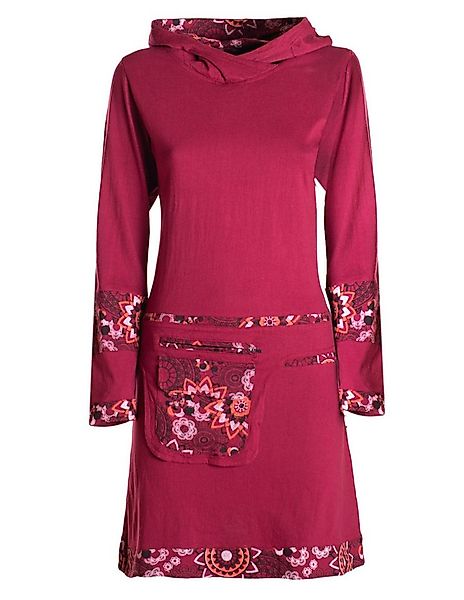 Vishes Jerseykleid Damen mittellanges Kleid Baumwolle Blumen-Muster Hoodie günstig online kaufen