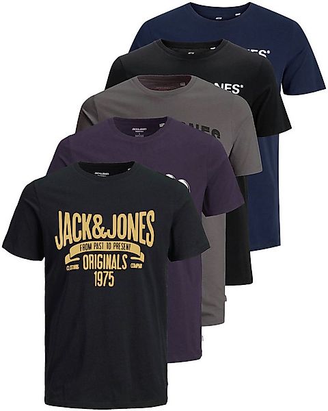 Jack & Jones Print-Shirt Bedrucktes T-Shirt aus Baumwolle (5er-Pack) günstig online kaufen
