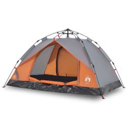 vidaXL Kuppelzelt Kuppel-Campingzelt 3 Personen Grau günstig online kaufen