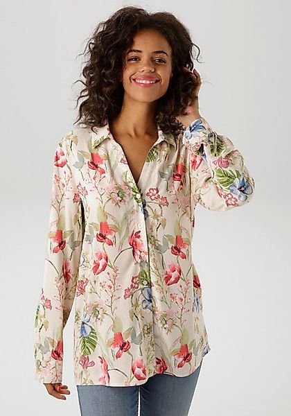 Aniston CASUAL Hemdbluse, mit farbharmonischen, kunstvollem Blumendruck günstig online kaufen
