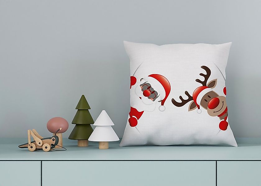 queence Dekokissen "Santa" Kissenhülle,Weihnachtsmann,Rentier,Weihnachten,F günstig online kaufen