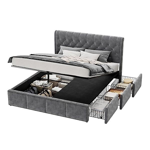 Gotagee Polsterbett Hydraulisches Bett 140x190cm Stauraumbett Einzelbett Ju günstig online kaufen