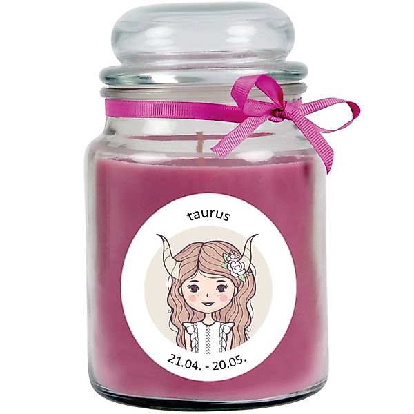 HS Candle Duftkerze & Glas Sternzeichen Lavendel 110 Stunden Stier günstig online kaufen