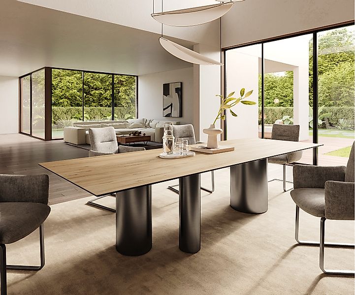 Esstisch Edge 300x100 Keramik Laminam® Sabbia Eichefarbig Troa Edelstahl Gr günstig online kaufen