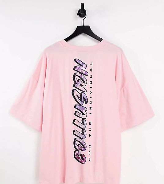 COLLUSION – Oversize-T-Shirt mit Rückenprint-Rosa günstig online kaufen