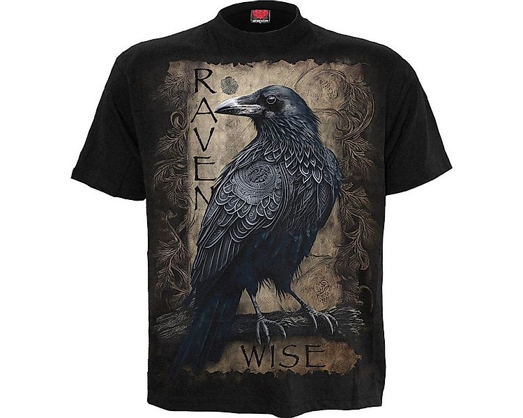 Spiral Print-Shirt Gothic Shirt Raven Wise Spiral Schwarz Gothic Shirt Anim günstig online kaufen