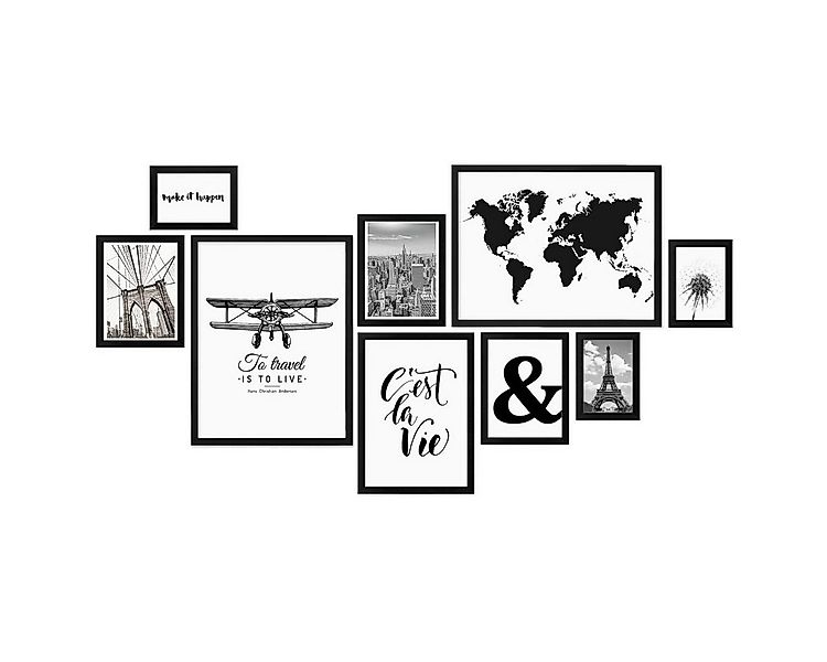 PHOTOLINI Bilderrahmen 9er Set Modern Schmal 10x15 bis 30x40 cm, für 9 Bild günstig online kaufen