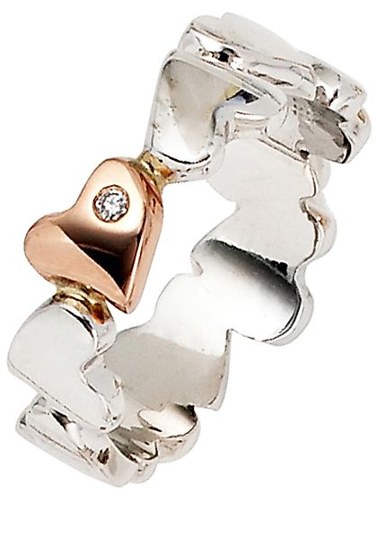 JOBO Diamantring "Herz-Ring mit Diamant", 585 Gold bicolor günstig online kaufen