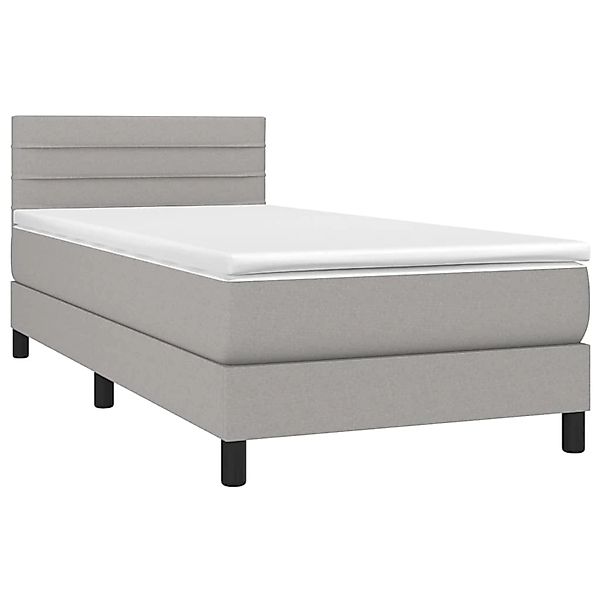 vidaXL Boxspringbett mit Matratze & LED Hellgrau 100x200 cm Stoff 3133213 günstig online kaufen