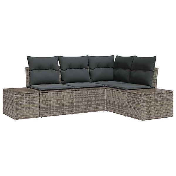 vidaXL Garten-Sofa-Set 4-Tlg Grau Poly Rattan 3347039 günstig online kaufen