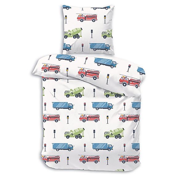 Träumschön Jugendbettwäsche Premium Set aus Baumwolle 135x200 cm, Baustelle günstig online kaufen