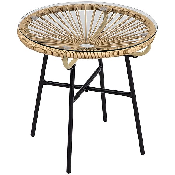 Outsunny Gartentisch Kaffeetisch mit Glastischplatte (Ratten günstig online kaufen